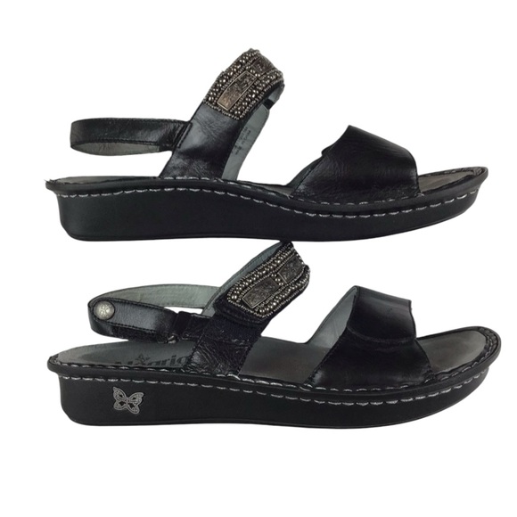 Alegria PG Lite Black Leather Sandals 11 - Picture 3 of 7